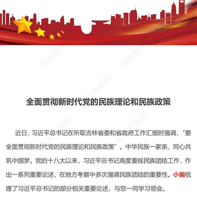 全面贯彻新时代党的民族理论和民族政策PPT党课课件(讲稿)