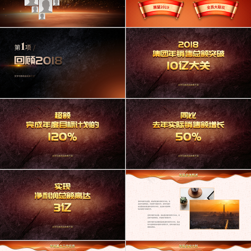 原创赢战猪年誓师动员大会赢战2019年会ppt-版权可商用