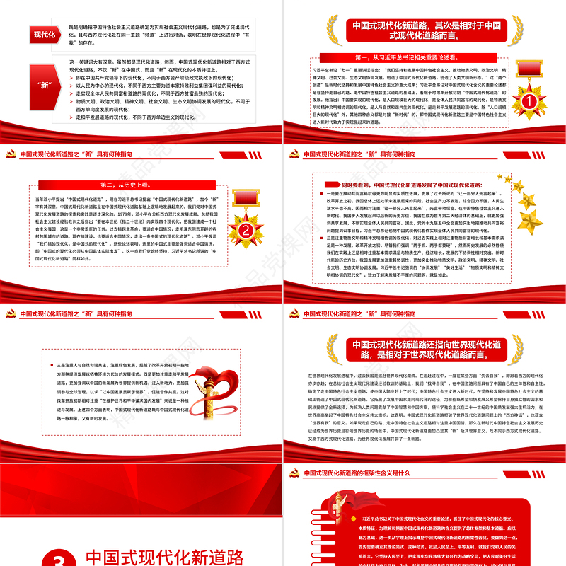 全面精准理解中国式现代化新道路PPT深入学习创造了中国式现代化新道路创造了人类文明新形势这一重要论断专题党课课件模板 中国式现代化新道路 人类文明新形势