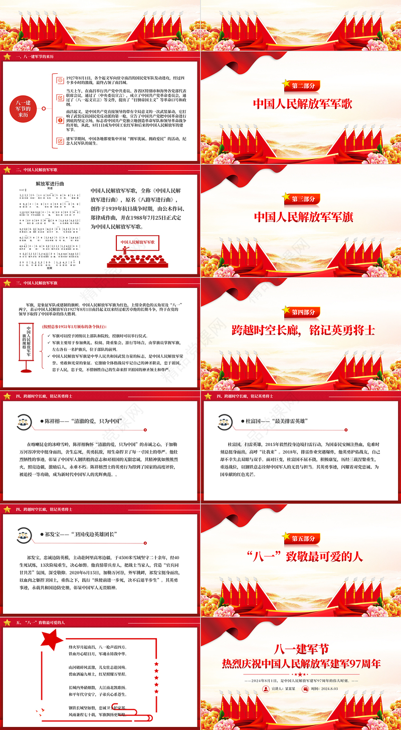 热烈庆祝中国人民解放军建军97周年PPT八一建军节课件下载
