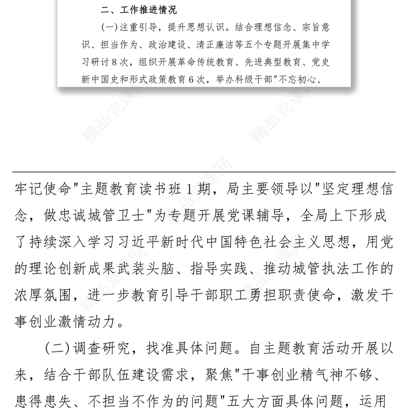 关于“不担当不作为问题”专项整治工作进展情况报告
