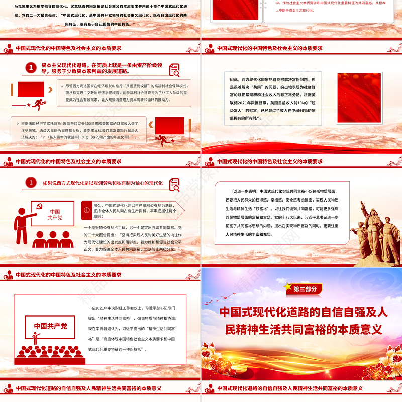 2023中国式现代化人民精神生活共同富裕的本质意涵PPT大气党建风深入学习宣传贯彻党的二十大精神主题专题党课课件