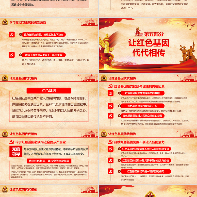原创传承红色基因担当强军重任军队学习PPT-版权可商用