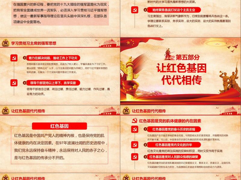 原创传承红色基因担当强军重任军队学习PPT-版权可商用