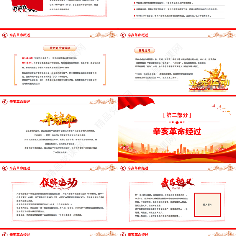 纪念辛亥革命111周年PPT红色大气纪念辛亥革命111周年专题党课党建课件模板