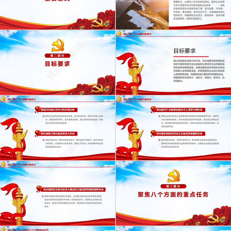 蓝色党建风国企改革三年行动方案2020-2022专题国企党课PPT