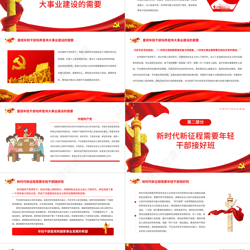 年轻干部是党和国家事业发展的希望PPT红色简洁风2022年党支部党员培训专题课件