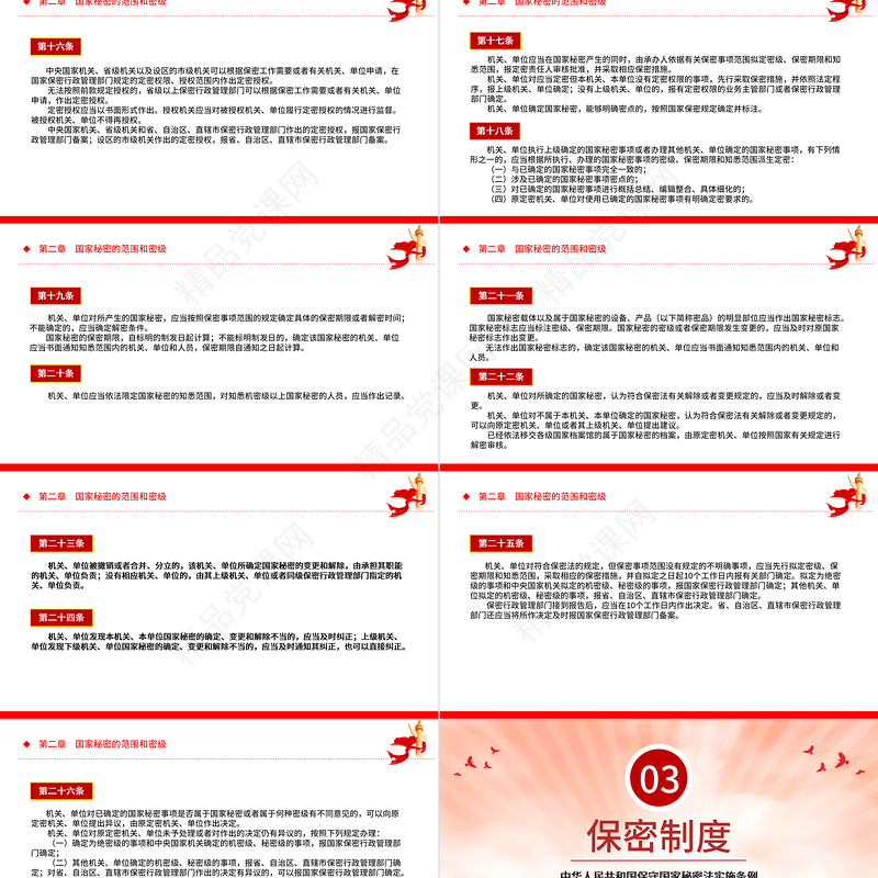 红色精美中华人民共和国保守国家秘密法实施条例PPT课件下载