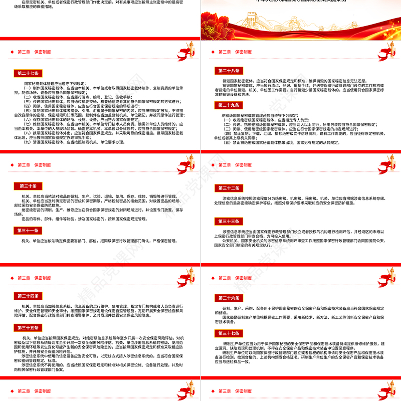 红色精美中华人民共和国保守国家秘密法实施条例PPT课件下载