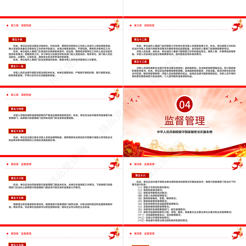 红色精美中华人民共和国保守国家秘密法实施条例PPT课件下载