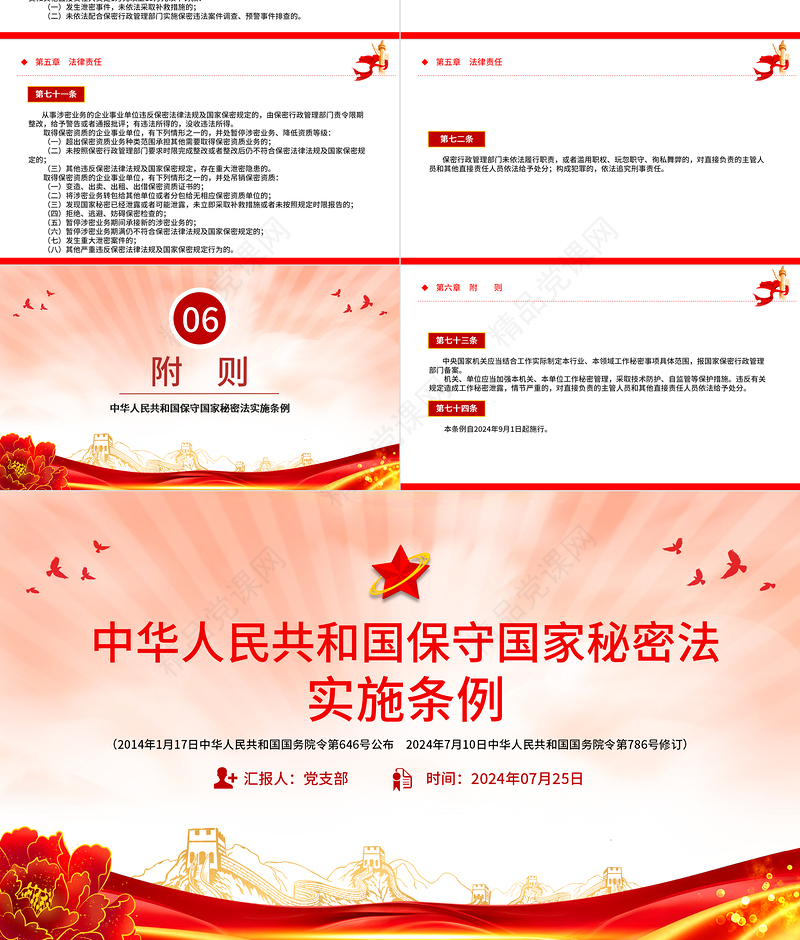 红色精美中华人民共和国保守国家秘密法实施条例PPT课件下载