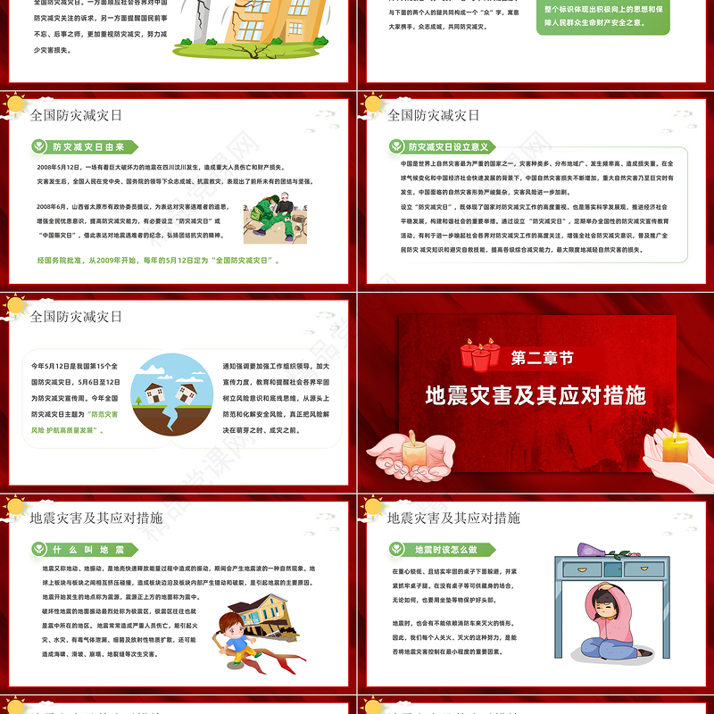 2024护航高质量发展防范灾害风险PPT剪纸中国风全国防灾减灾日汶川地震十五周年专题党课下载