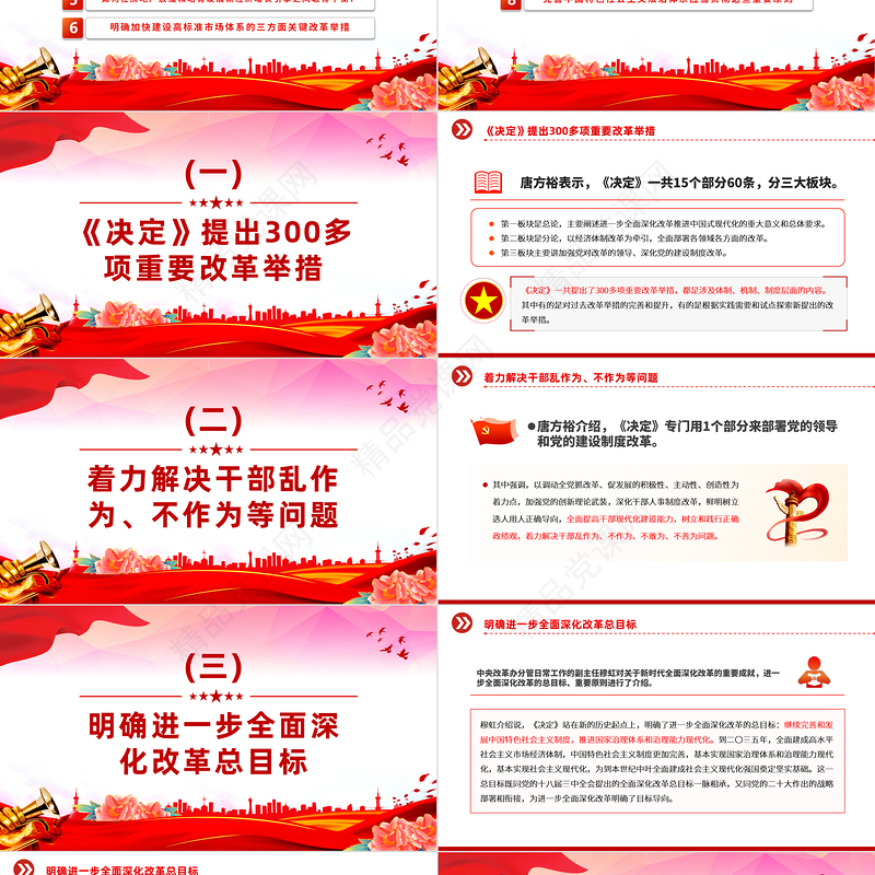 2024二十届三中全会精神解读PPT大气简洁三中全会公报党课课件