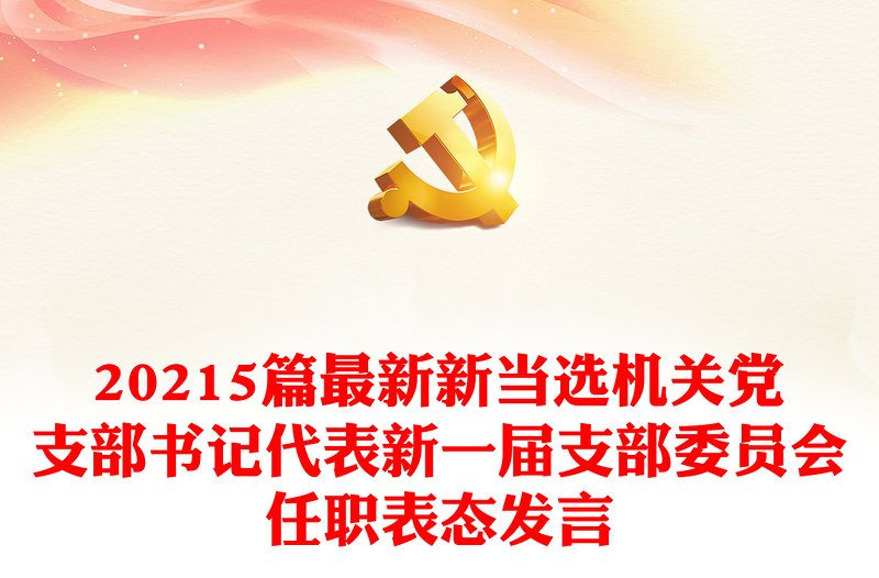 20215篇最新新当选机关党支部书记代表新一届支部委员会任职表态发言