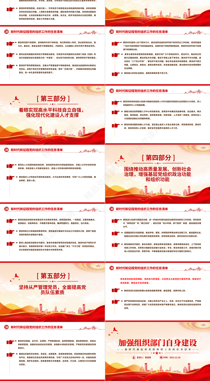 党的组织工作的任务清单PPT党建风新时代新征程党的组织工作的重点任务