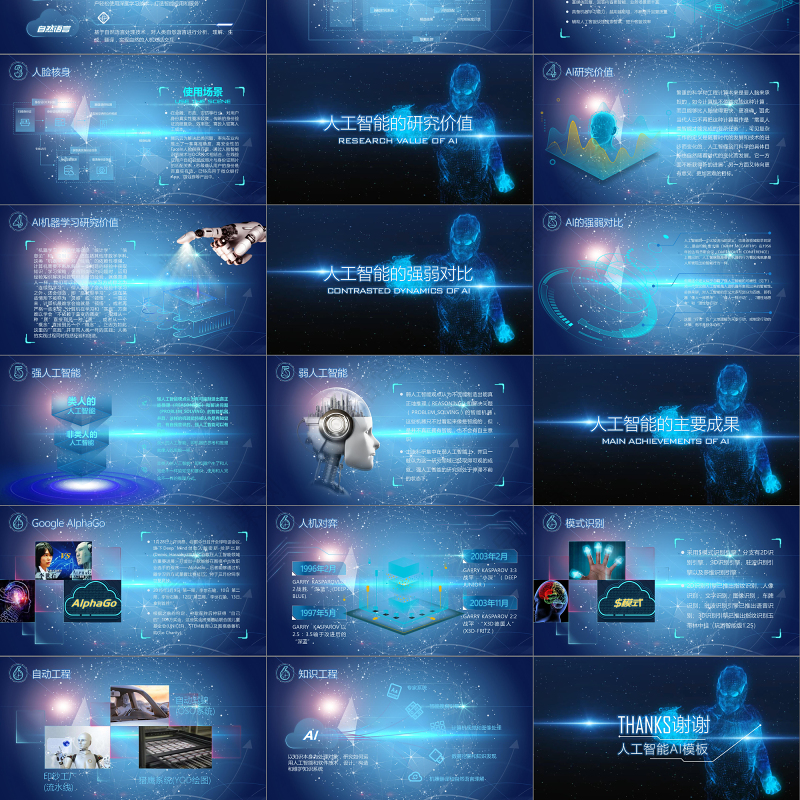 2019蓝色人工智能科技PPT模板