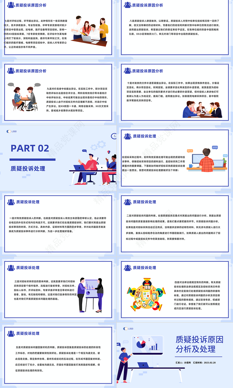 2024质疑投诉原因分析及处理PPT商务风企业质疑投诉原因分析及处理培训模板课件