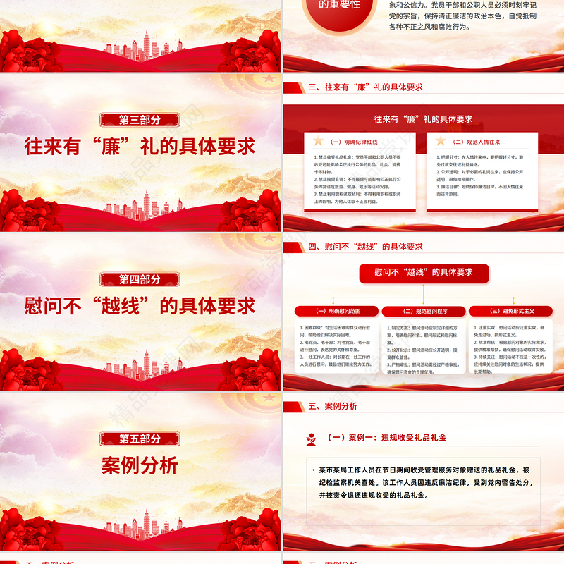 2025党员干部节日廉洁自律PPT往来有“廉”礼慰问不“越线”党课课件