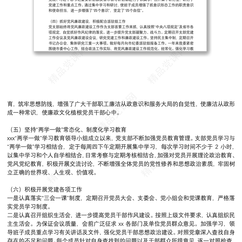 党支部换届工作报告