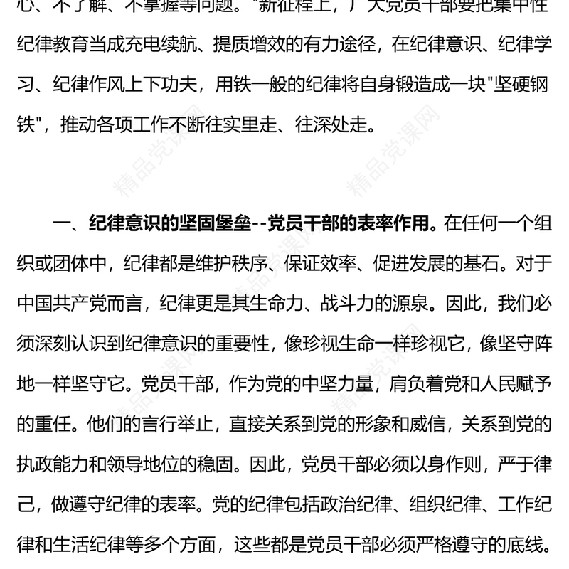 党政风优质集中性纪律教育研讨交流发言材料党纪学习教育PPT模板(讲稿)