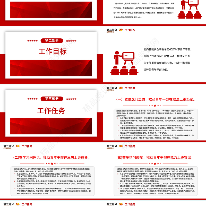 2024简洁精美青年干部“六查六问”教育活动深化“青春倡廉”行动工作方案党课PPT课件