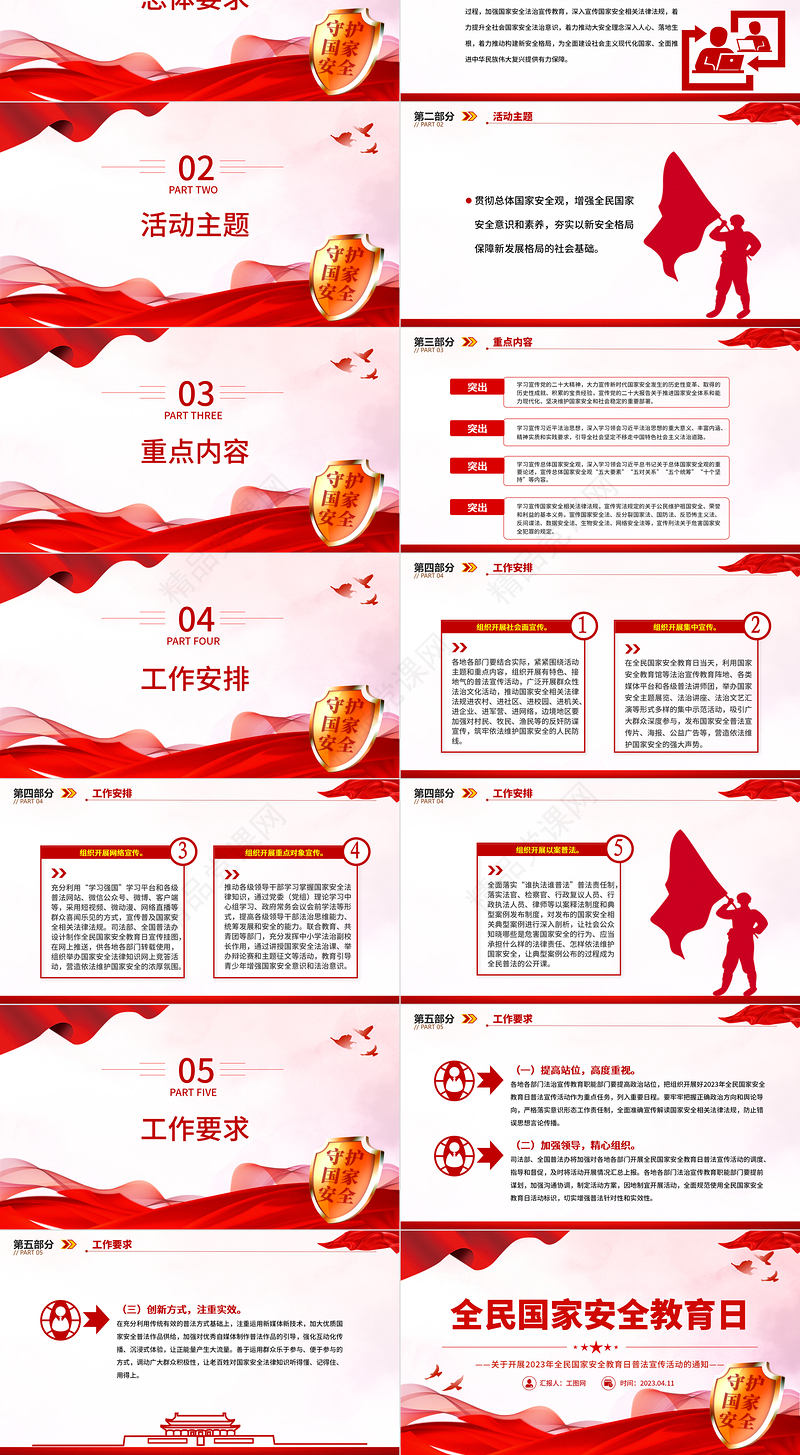 2023全民国家安全教育日PPT优质简约全面加强国家安全教育普法宣传活动课件