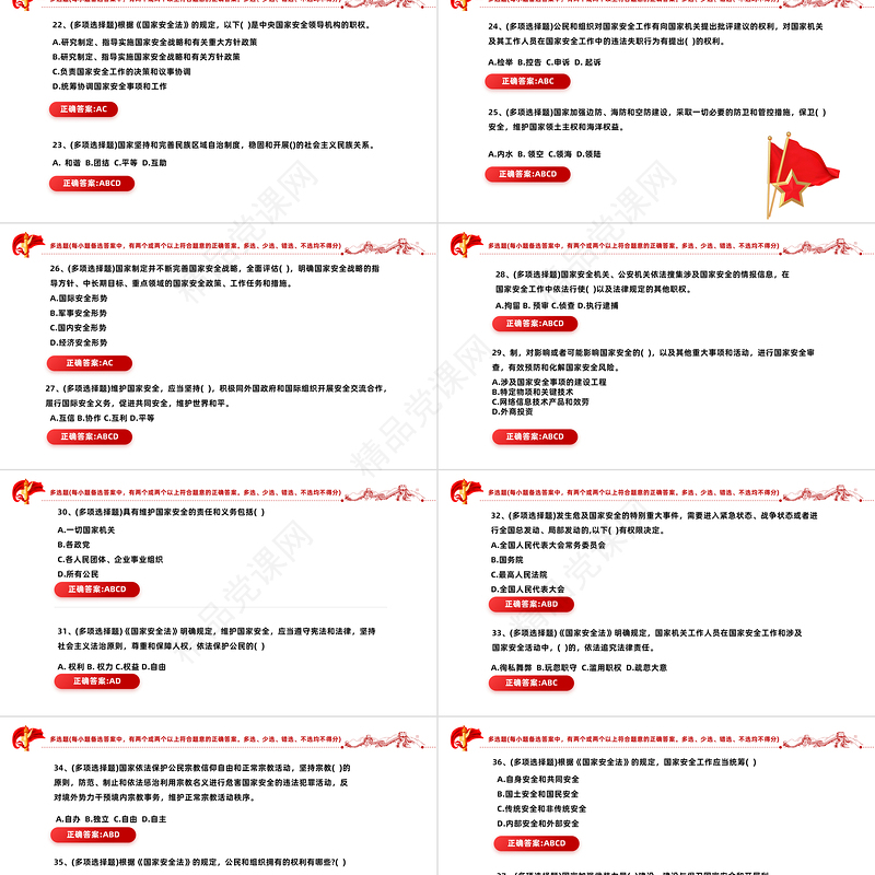 2024国家安全知识竞赛PPT红色简约风国家安全知识竞赛题库及答案