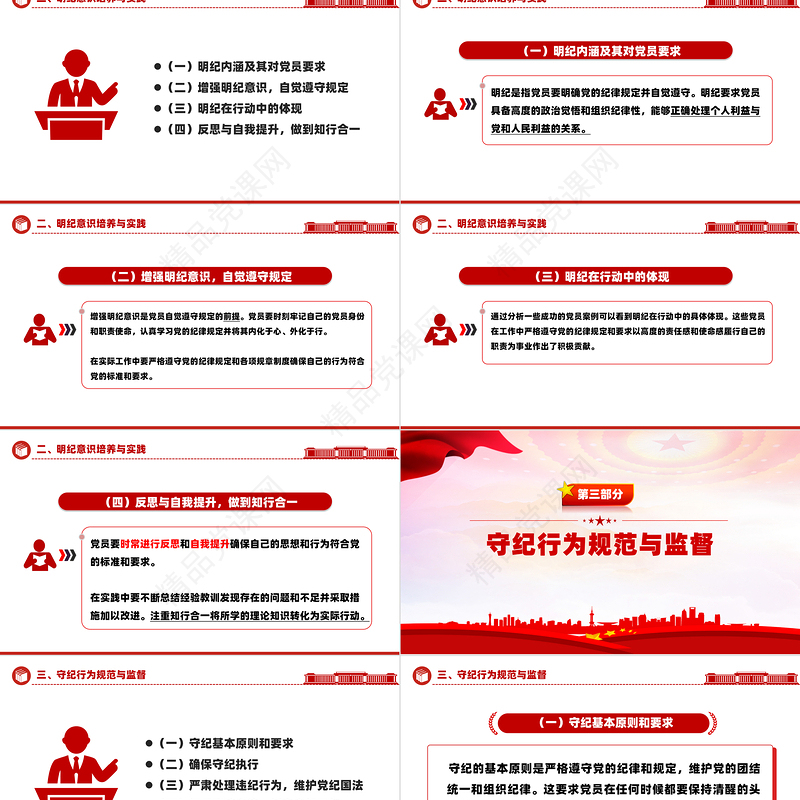 2024检视学纪明纪守纪PPT红色精美剖析之检党课课件