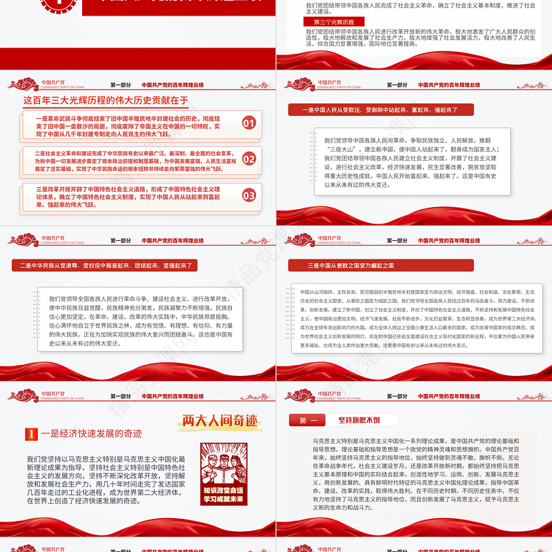 2021百年辉煌与百年未有之大变局PPT党政部门2021年党史学习教育专题党课PPT模板