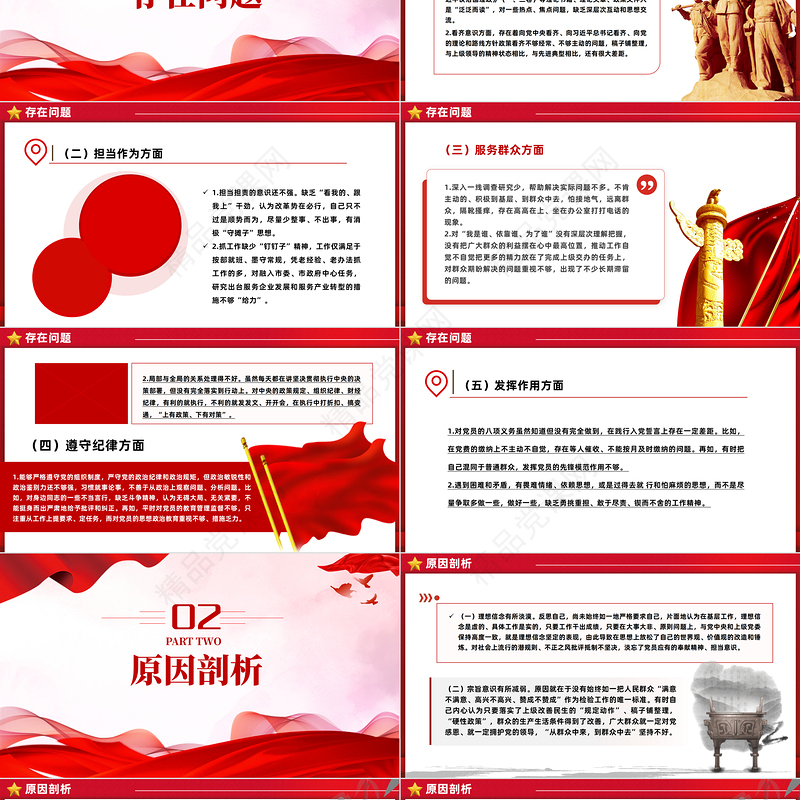 党员干部从五个方面开展自检自查PPT简约创意2023年主题教育民主生活会党课