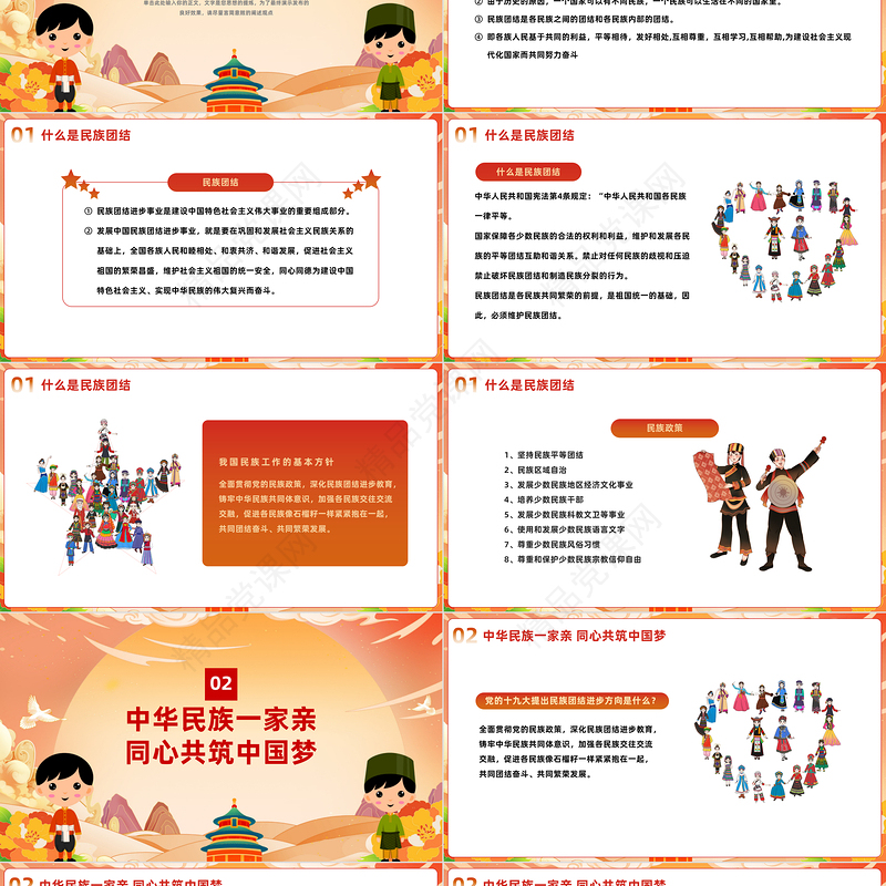 2023中华民族一家亲同心共筑中国梦PPT党政风民族团结进步宣传月应知应会知识课件模板下载