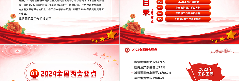 2024年3月民主生活会PPT红色党政风基层党委干部民主生活会课件