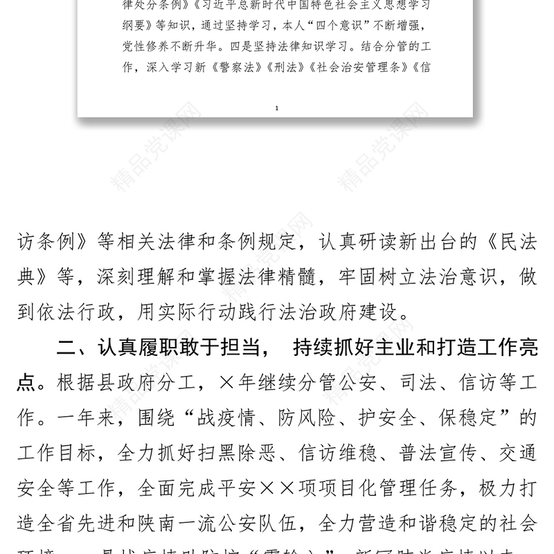 公安局长述职述廉报告