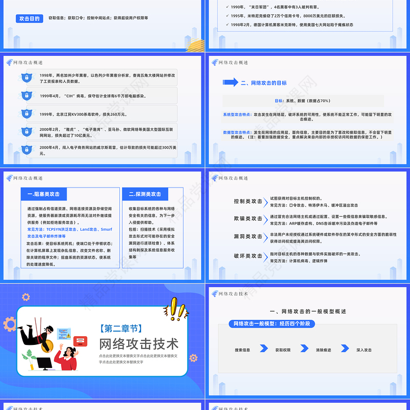 2022网络安全技术PPT简约风网络安全技术培训课件模板下载