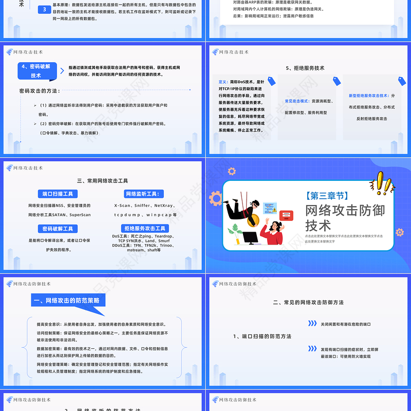 2022网络安全技术PPT简约风网络安全技术培训课件模板下载