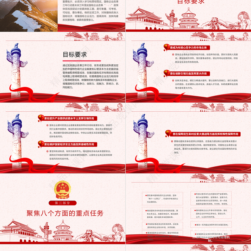 简约党政国企改革三年行动方案国企党课PPT模板