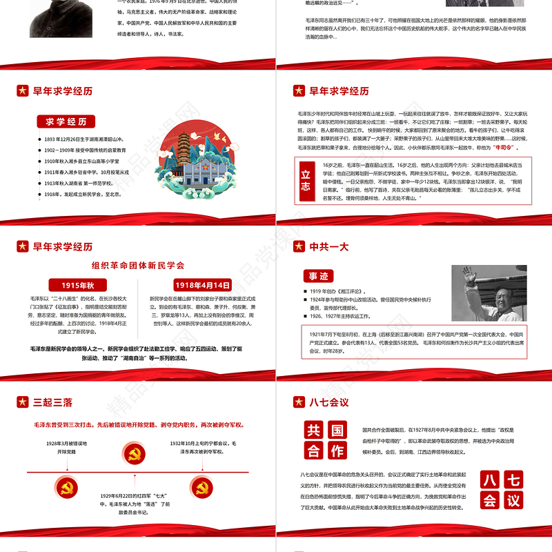 毛泽东诞辰128周年纪念日PPT红色庄严缅怀心中永远的伟人毛主席党员学习专题党课