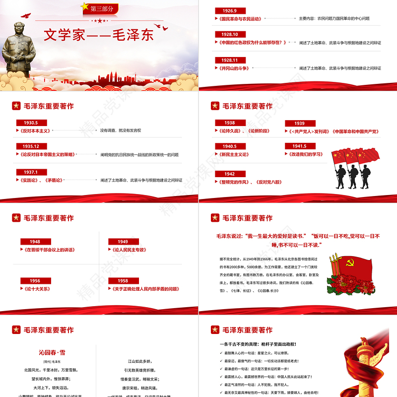 毛泽东诞辰128周年纪念日PPT红色庄严缅怀心中永远的伟人毛主席党员学习专题党课