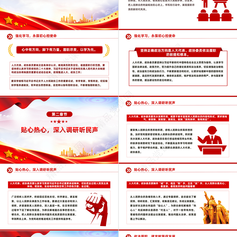 2024全国两会PPT优质党政风履职尽责不负人民重托党课课件