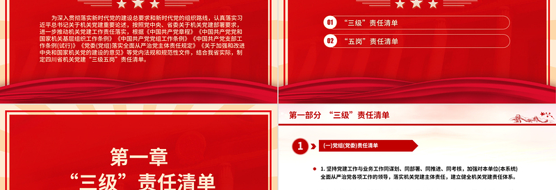 机关党建“三级五岗”责任清单PPT红色创意落实三级五岗履职责创建五好党支部勇争先党课