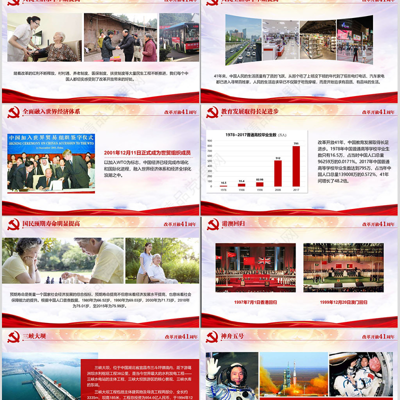 党政风优质纪念改革开放40周年党建PPT