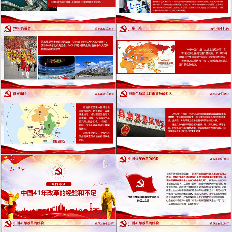 党政风优质纪念改革开放40周年党建PPT