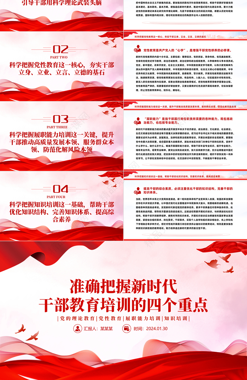 新时代干部教育培训的四个重点PPT党的理论党性教育和履职能力知识培训微党课
