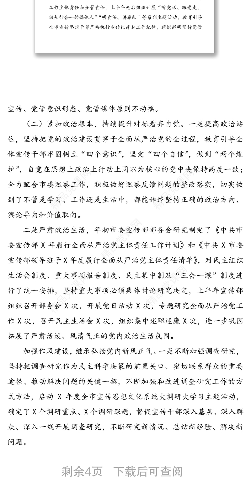 全面从严治党主体责任半年工作汇报