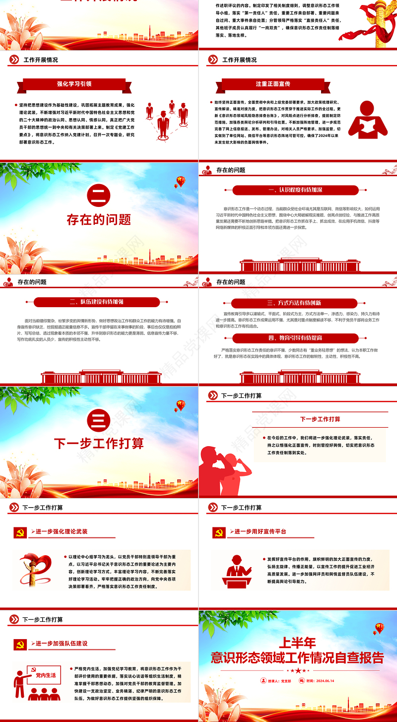 大气简洁大气精美上半年意识形态领域工作情况自查报告PPT模板下载