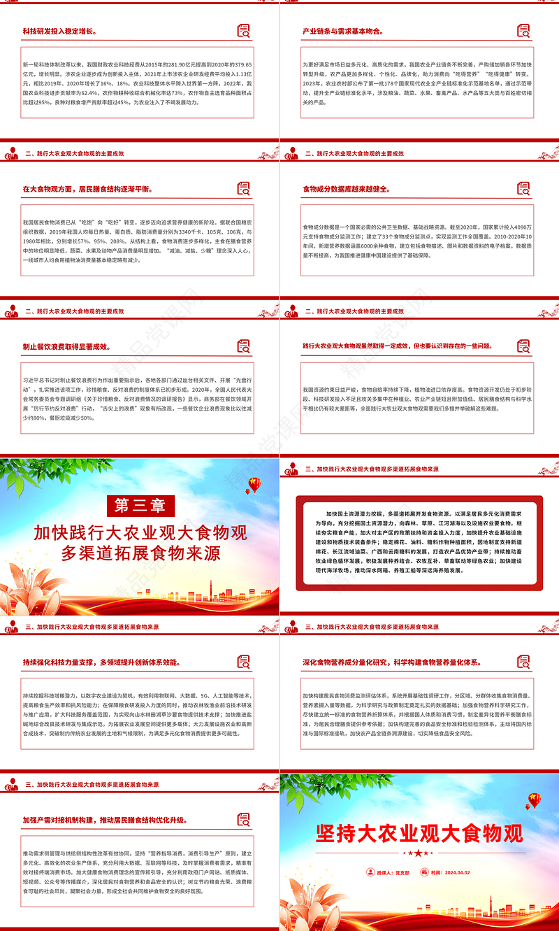 党建风坚持大农业观大食物观发展现代化大农业党课PPT课件