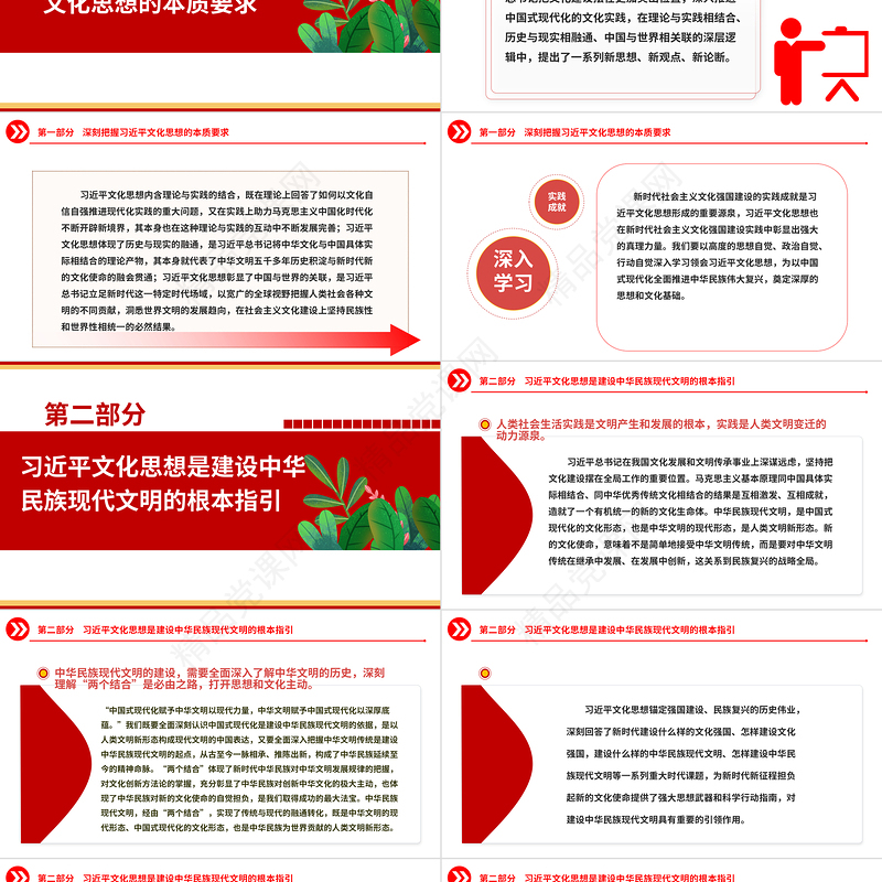 习近平文化思想是建设中华民族现代文明的根本指引ppt大气简洁深刻把握习近平文化思想党组织党支部专题党课学习课件