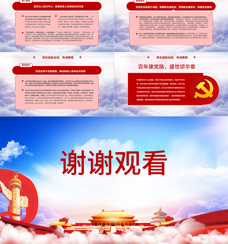 建党百年中国共产党与中国道路ppt党课下载