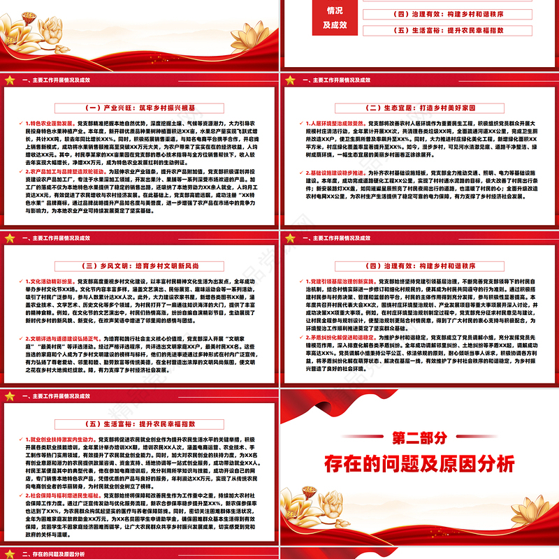 2024年党建引领乡村振兴工作总结汇报PPT课件下载