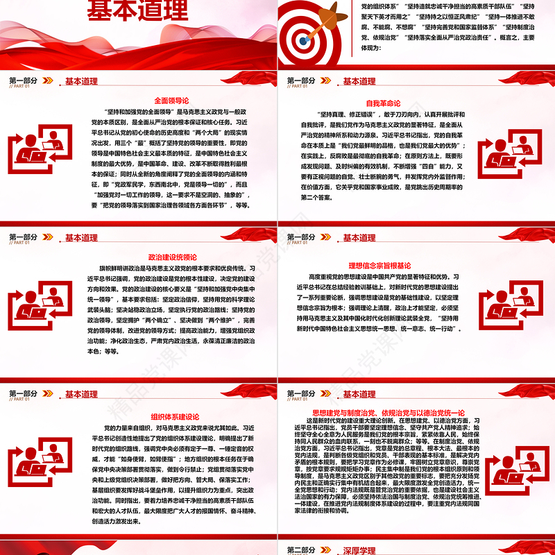 学习研究习近平党建思想的道理学理哲理ppt大气简洁把握习近平党建思想微党课